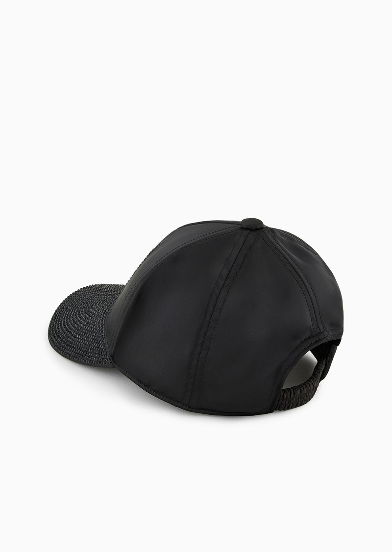EMPORIO ARMANI Nylon baseball cap with rhinestone logo outlook