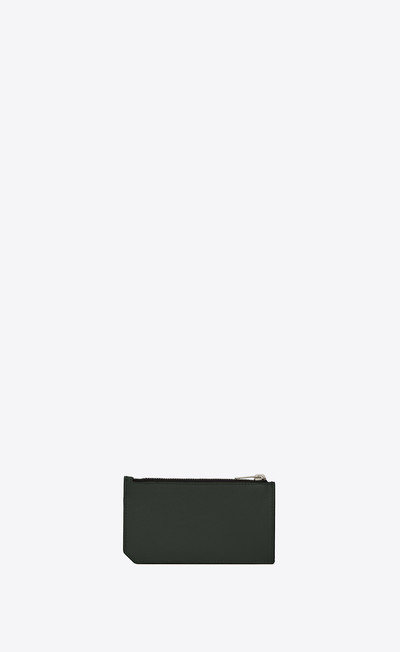 SAINT LAURENT fragments zipped credit card case in grain de poudre embossed leather outlook