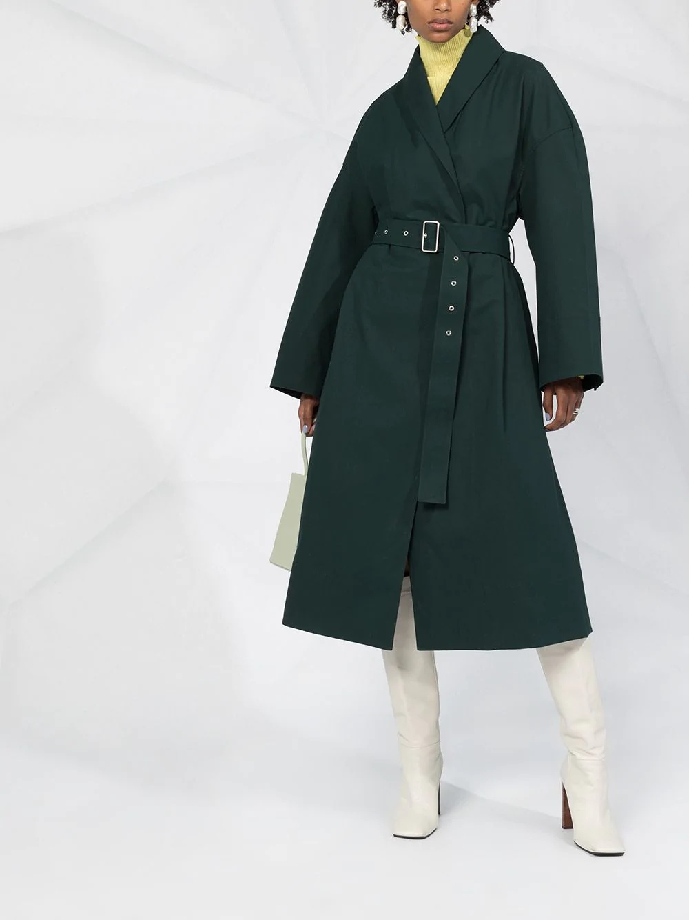 shawl collar belted coat - 2