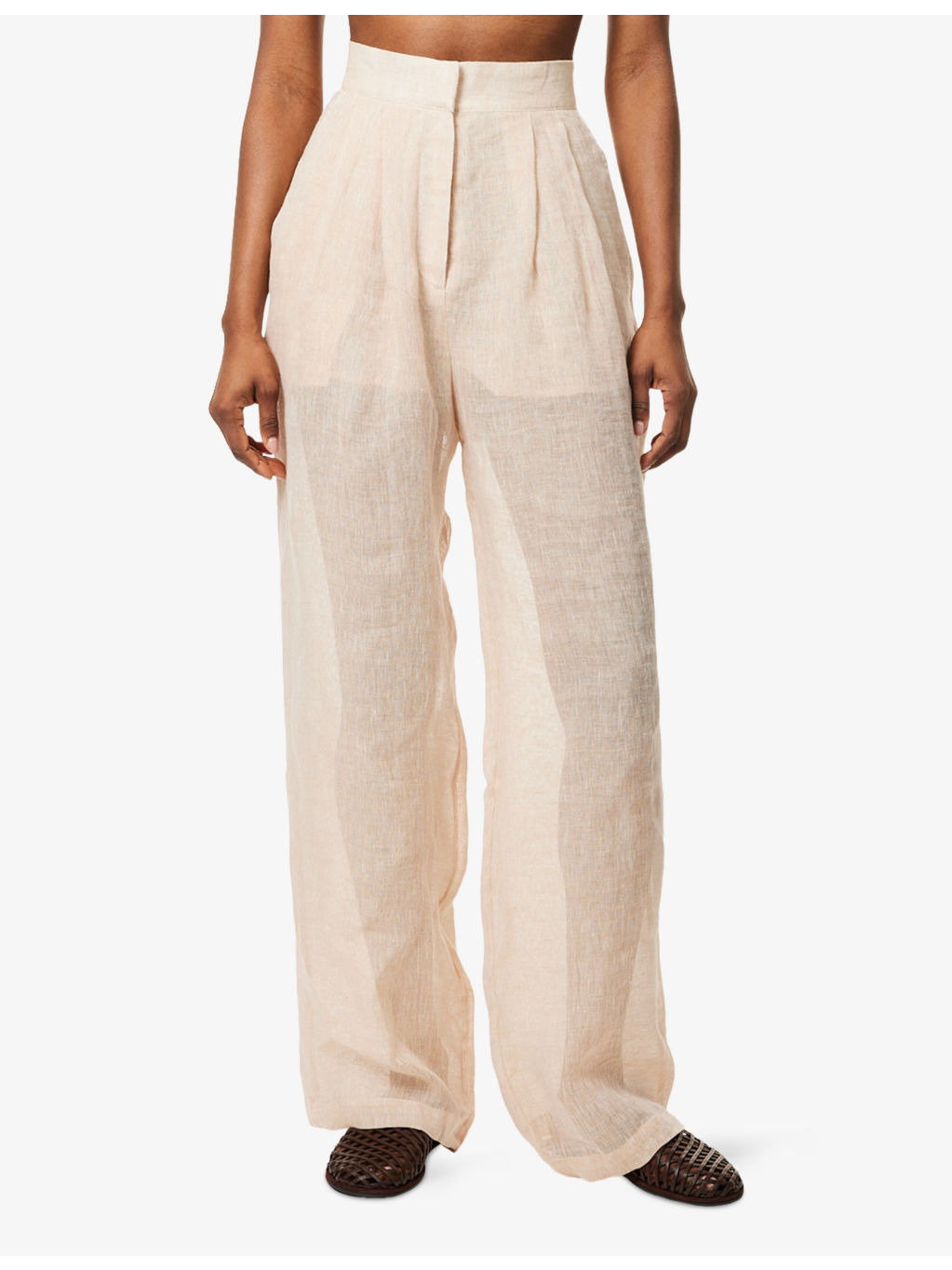 Sohag Semi-Sheer Linen Trousers - 3