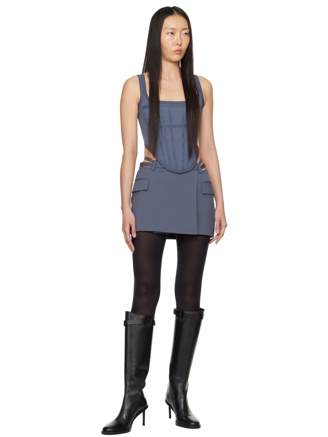 Gray Corset Tank Top - 4