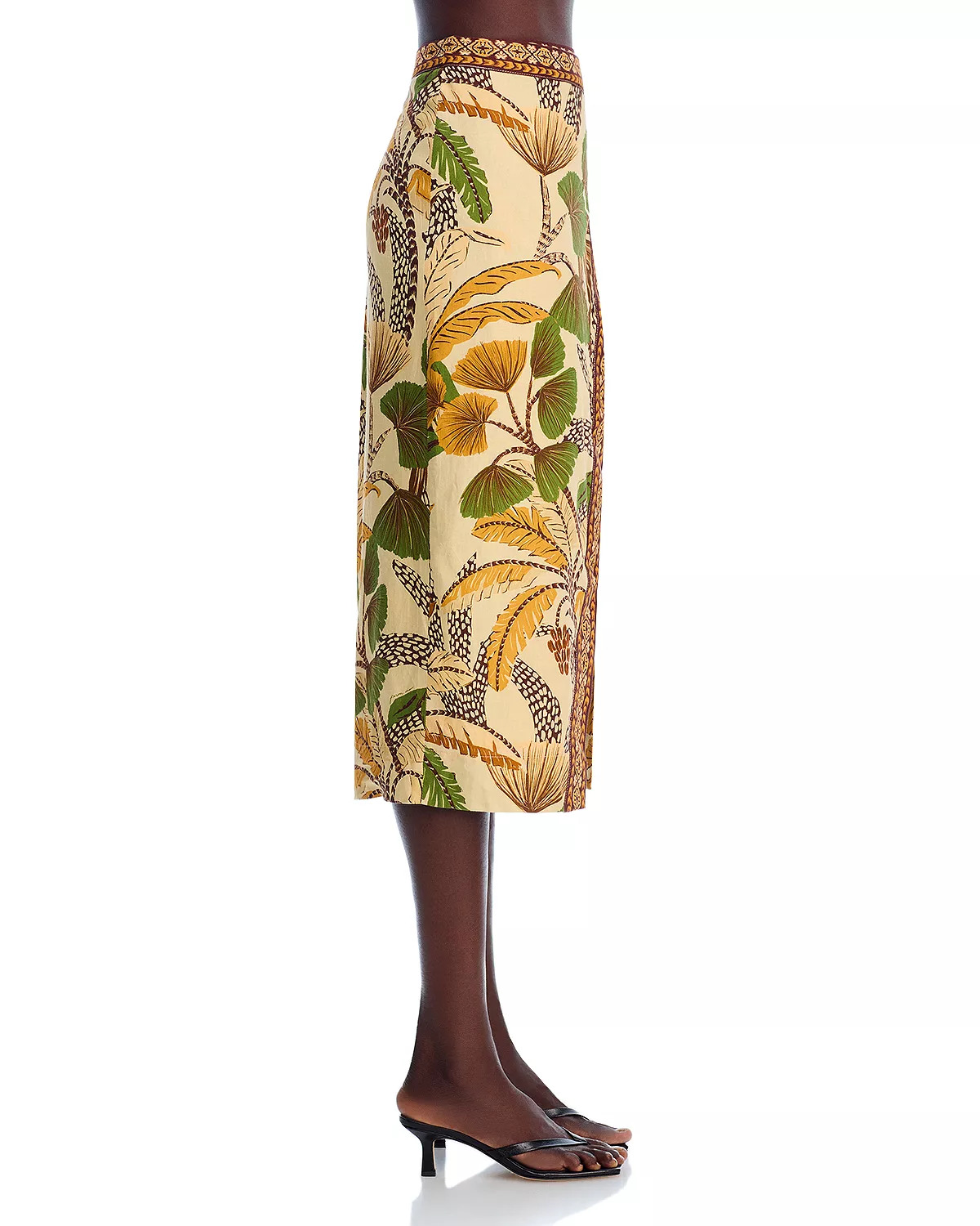 Foliage Sketch Sand Midi Skirt - 4
