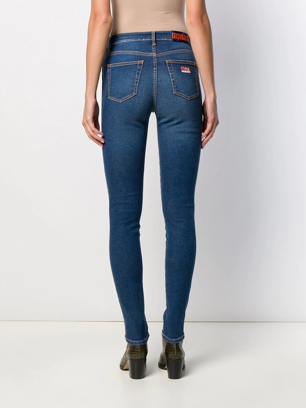 embroidered side panel skinny jeans - 4