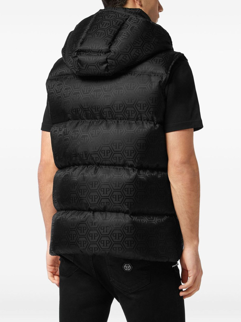 monogram-pattern puffer gilet 3