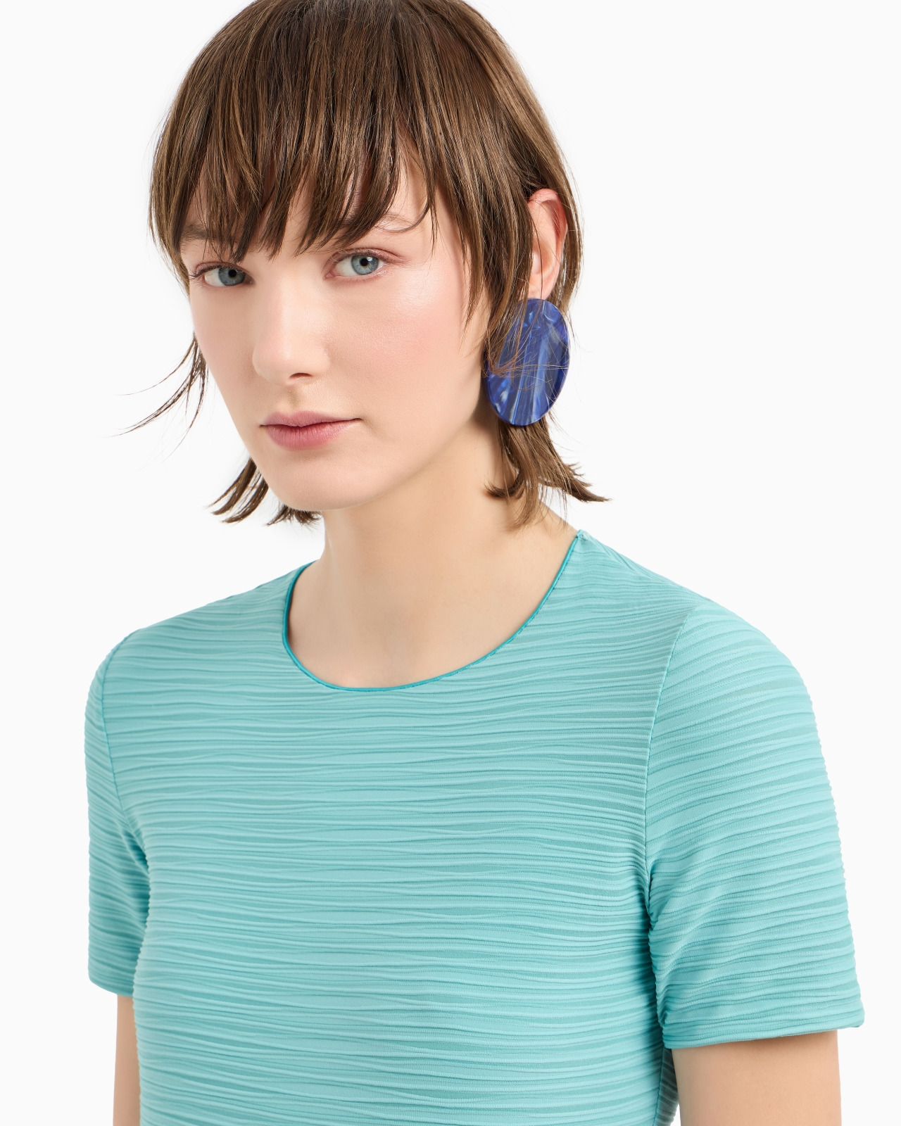 Short-sleeved jumper in stretch jacquard nylon jersey - 5