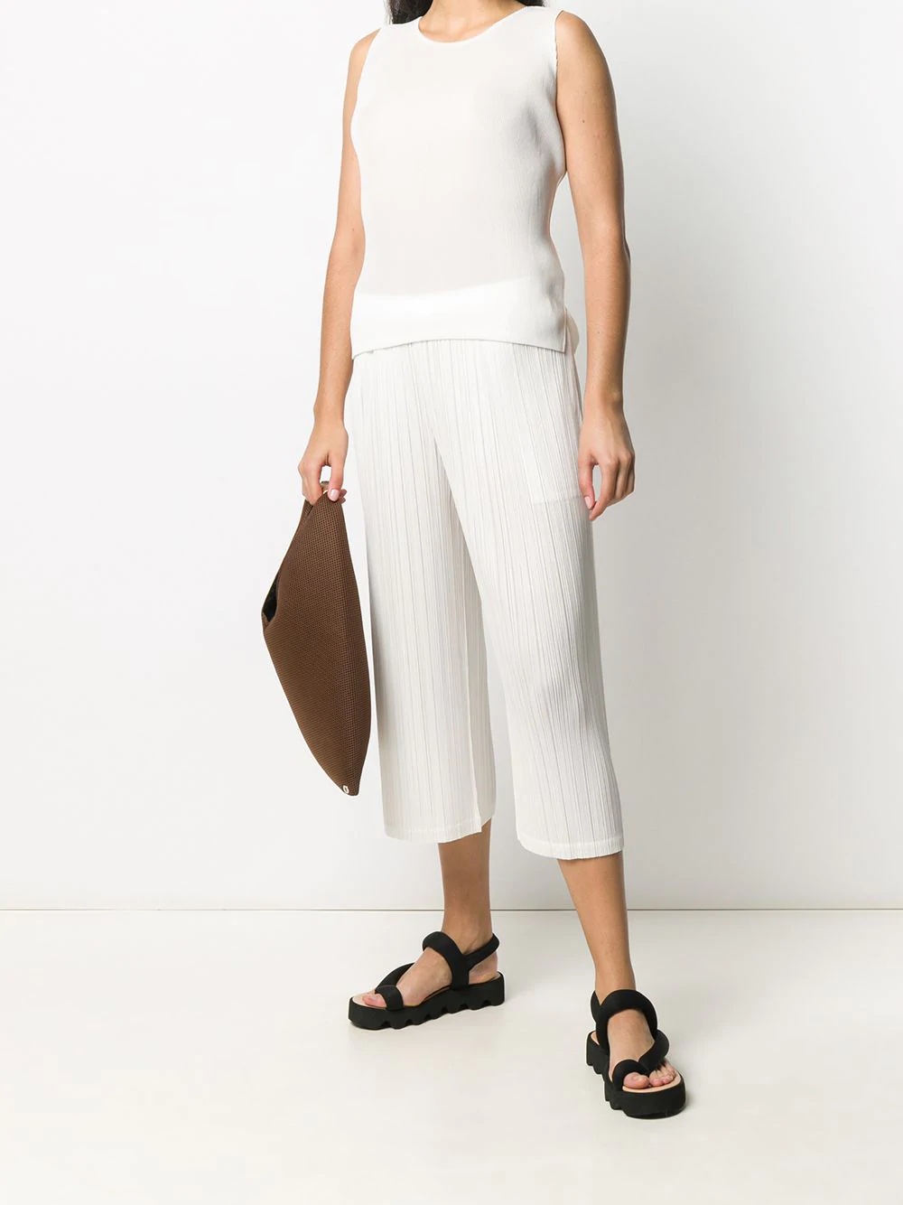 micro-pleated cropped trousers - 2