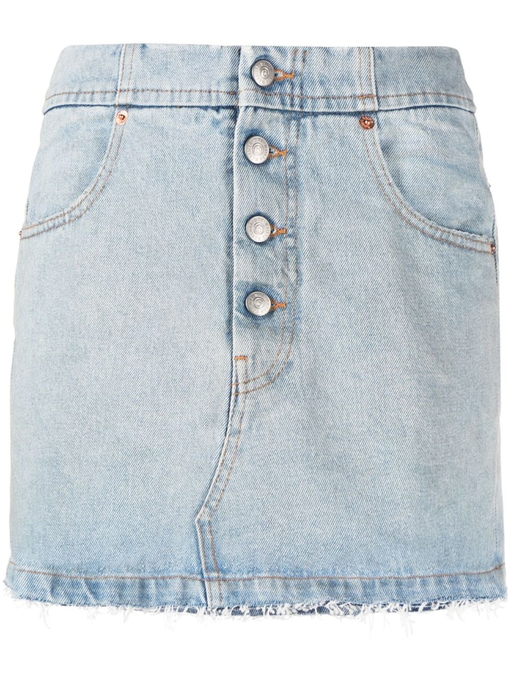 raw-edge denim mini skirt - 1