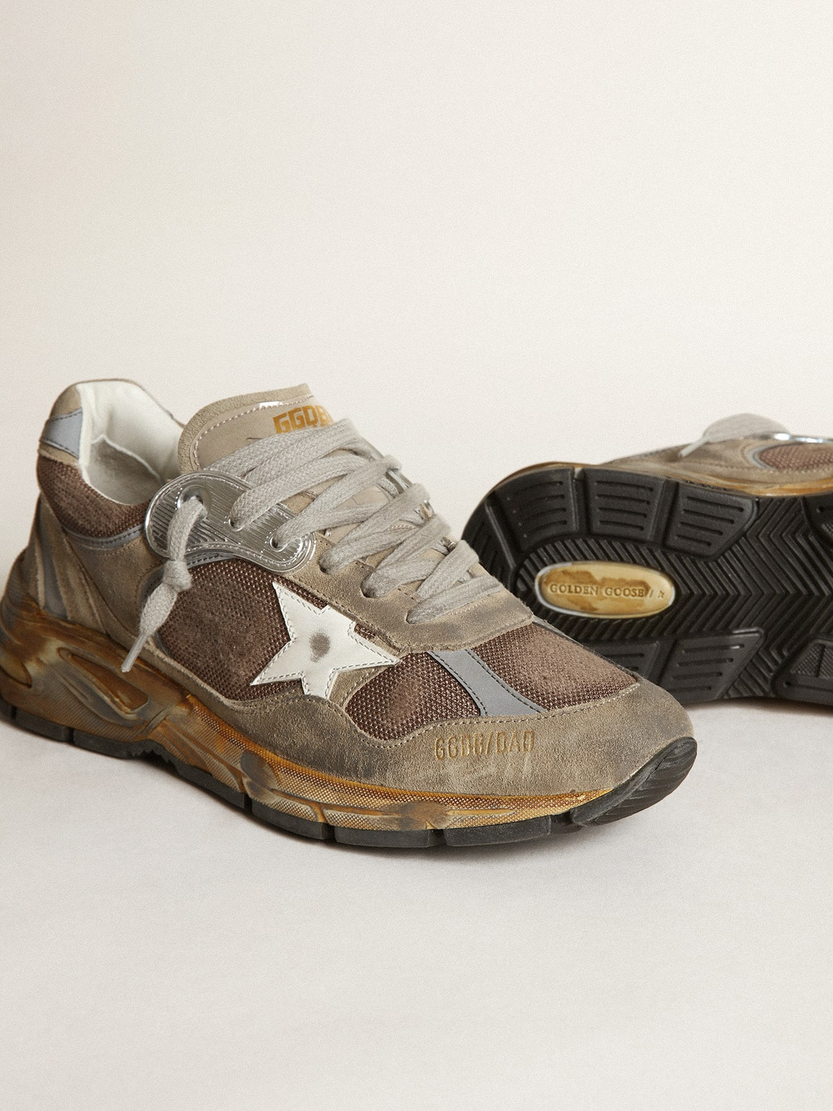 Men's Dad-Star in dove gray mesh and suede - 4
