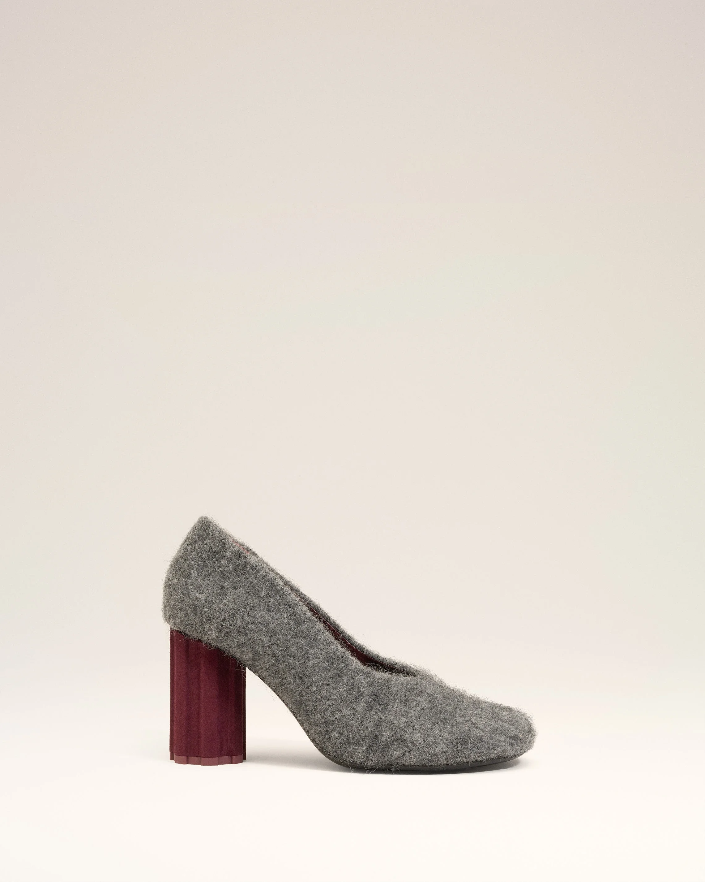 BLACK MOHAIR KNIT PIANO PUMPS - 1
