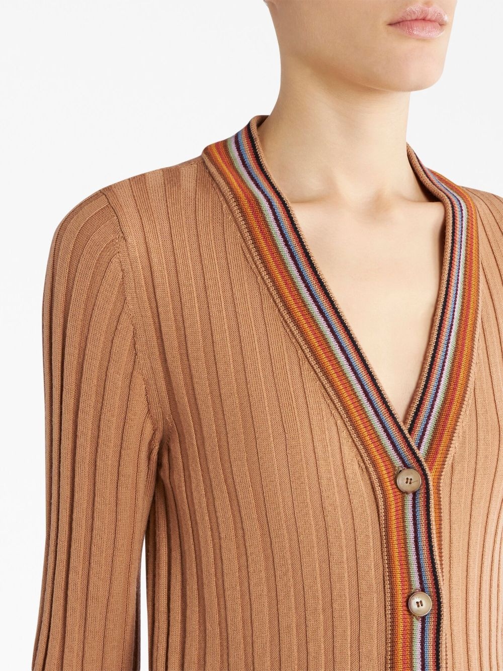 ribbed-knit V-neck cardigan - 4