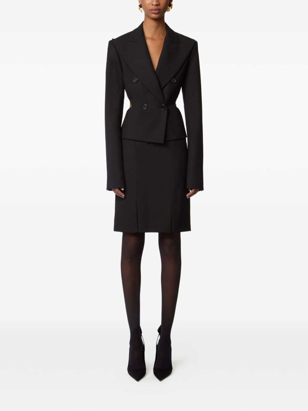 slit wool mini skirt - 2