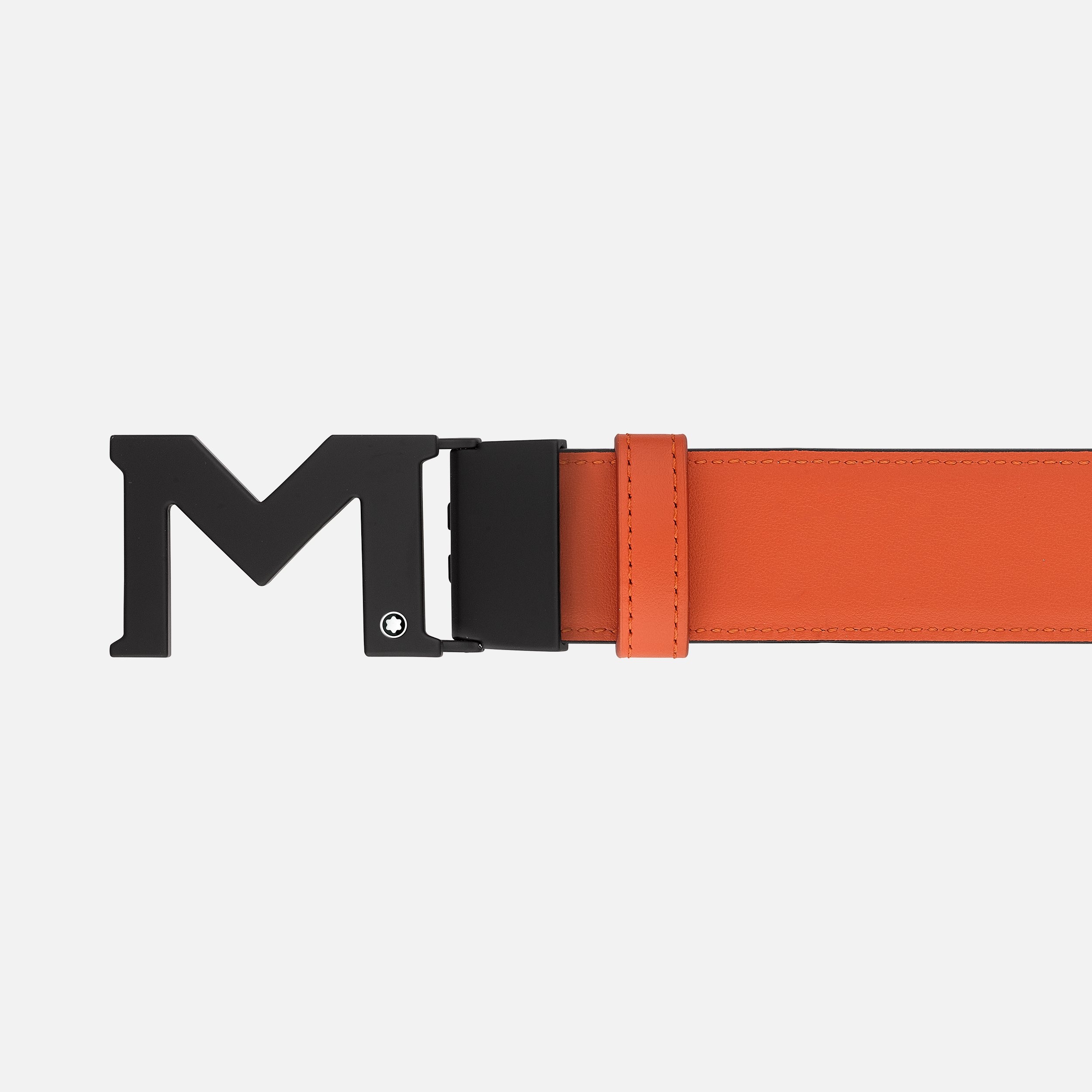 M buckle black/orange 35 mm reversible leather belt - 3