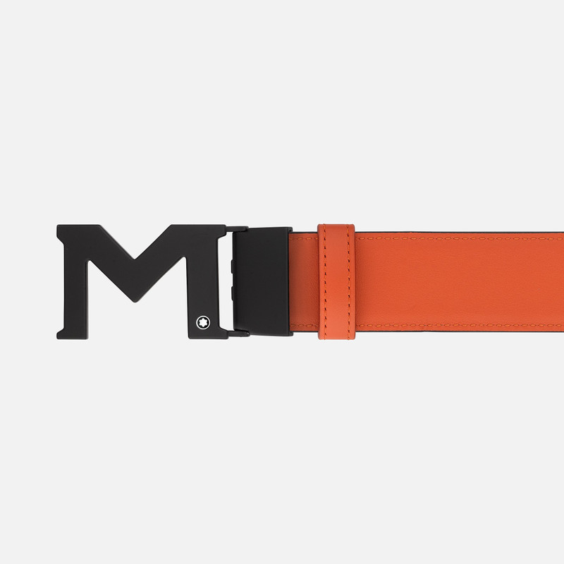 M buckle black/orange 35 mm reversible leather belt 3
