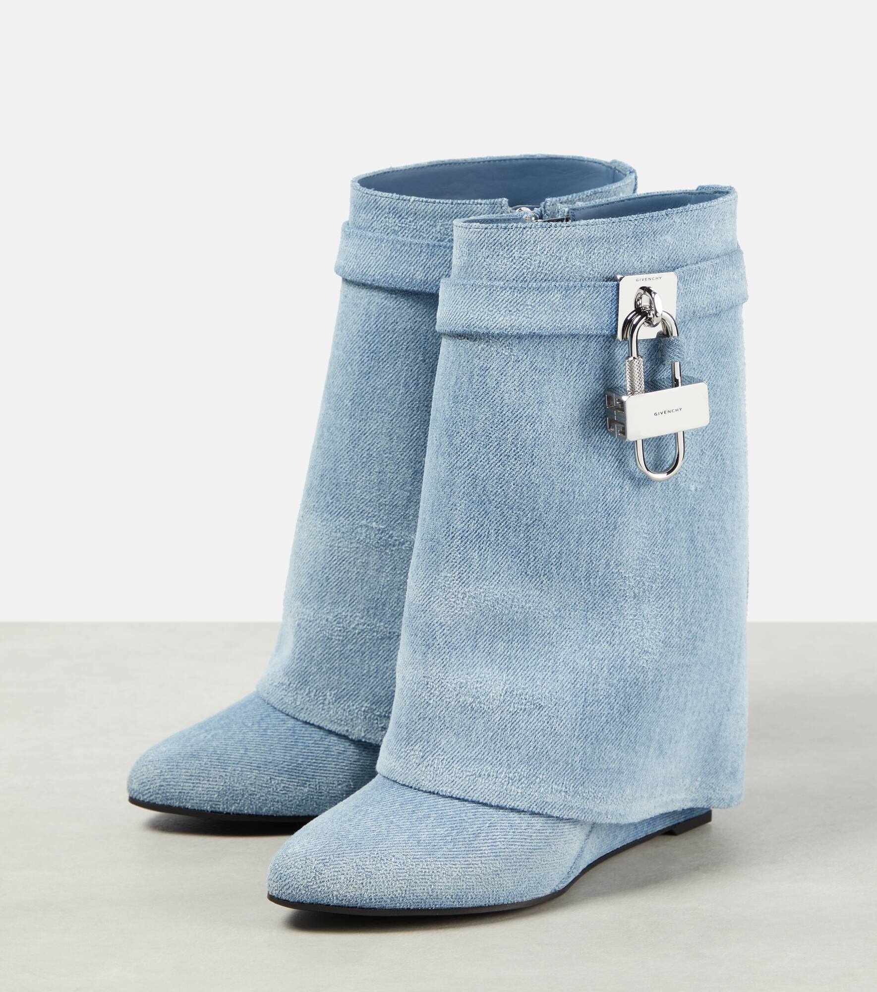 Shark Lock denim ankle boots - 4