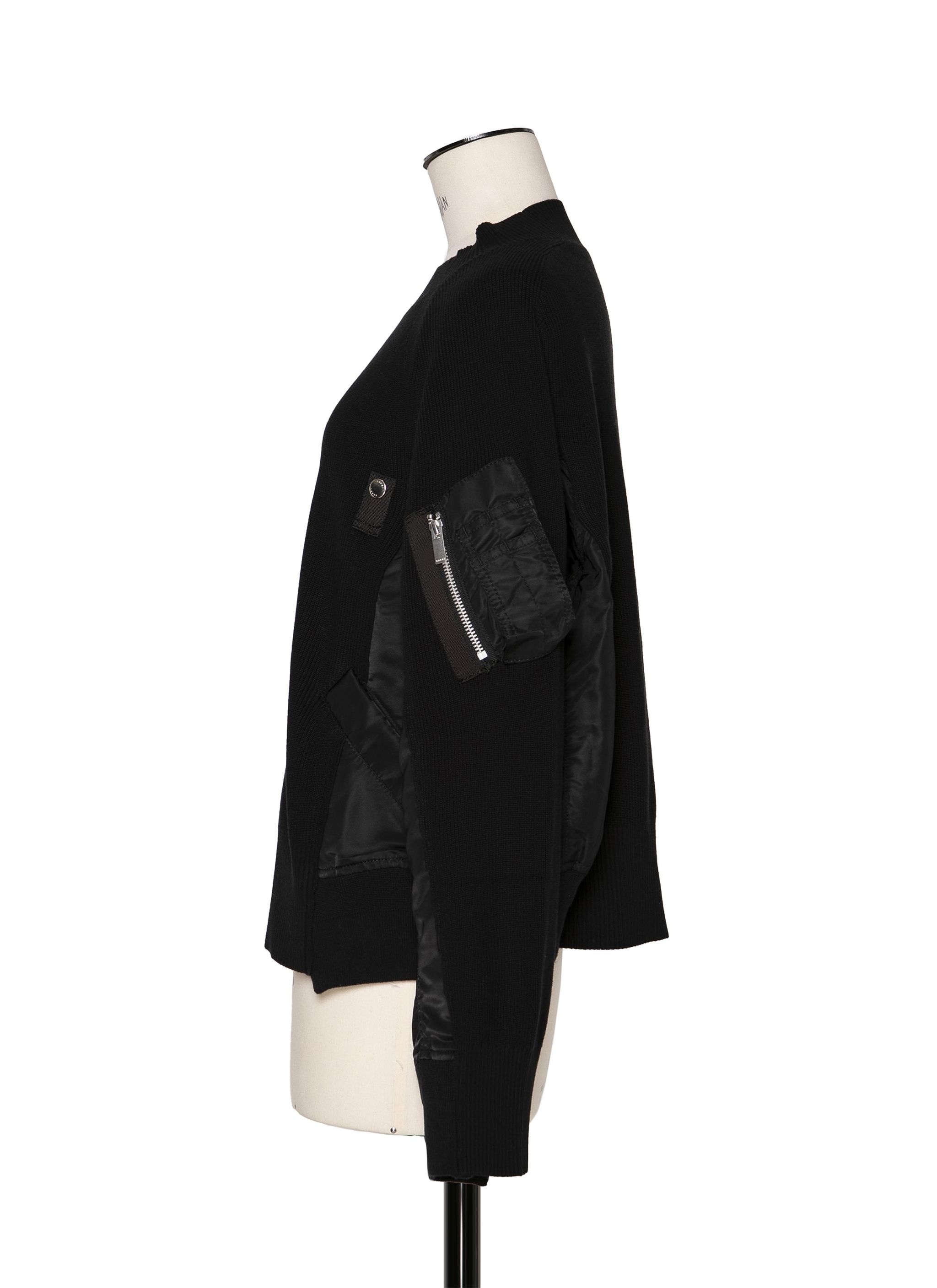 sacai Nylon Twill x Cotton Knit Pullover | REVERSIBLE