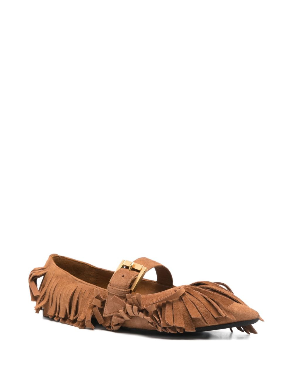 fringed buckle-fastening ballet flats - 2