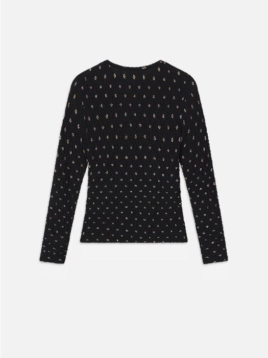 Dotted Stretch Mesh Top in Black Multi - 5