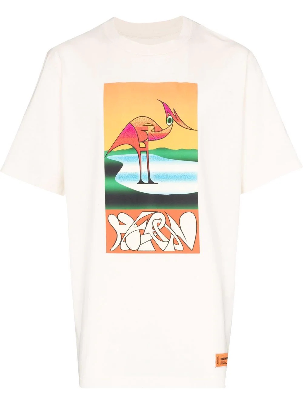 abstract heron-print T-shirt - 1