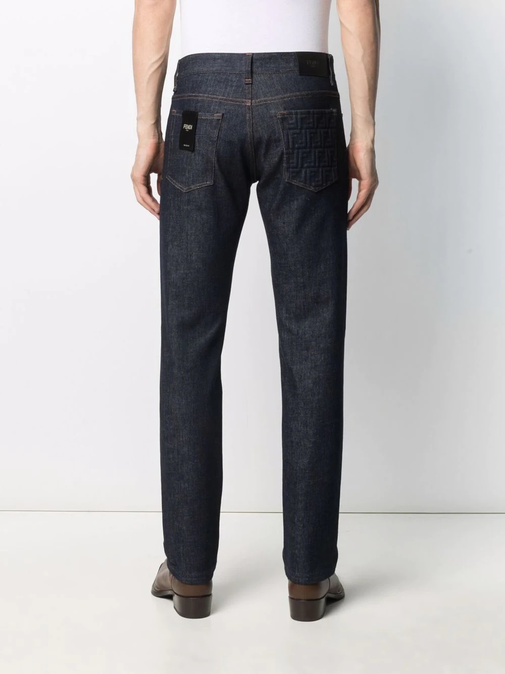 raised-logo slim-fit jeans - 4