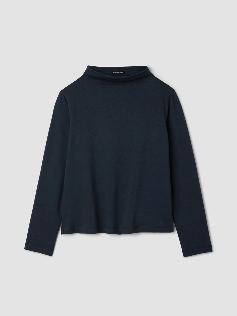 Cozy Brushed Terry Hug Funnel Neck Top - 1