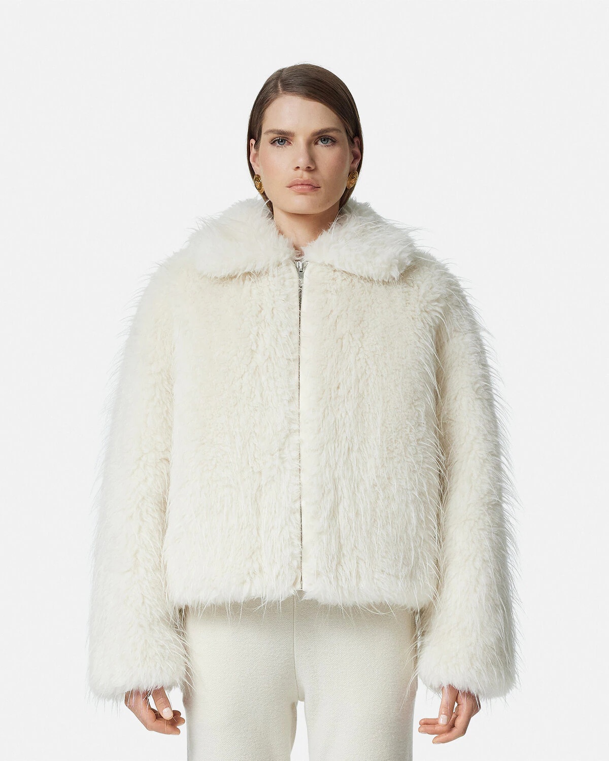 Alpaca-Wool Faux-Fur Bomber Jacket - 4