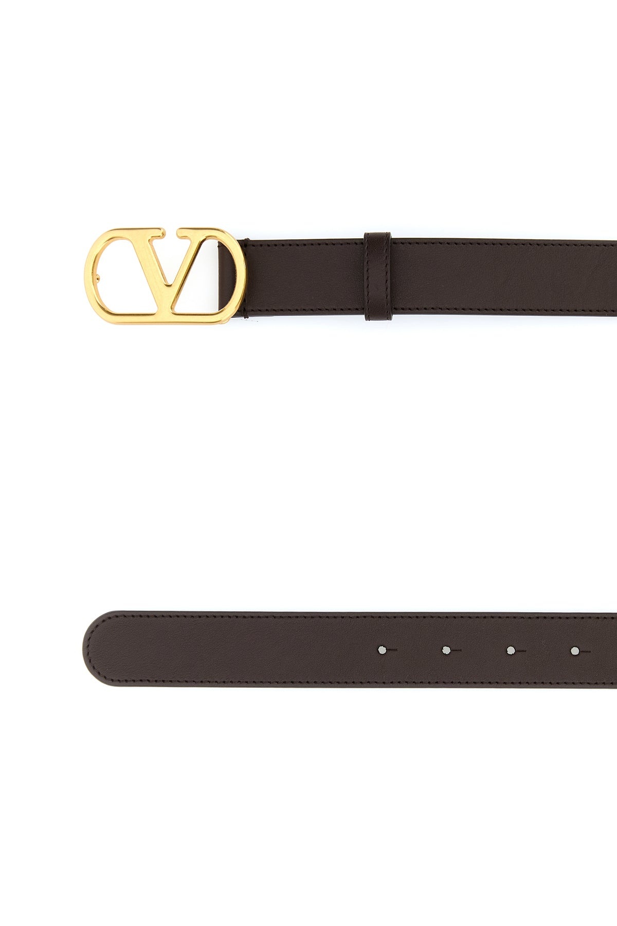 Dark brown leather VLogo Signature belt - 2
