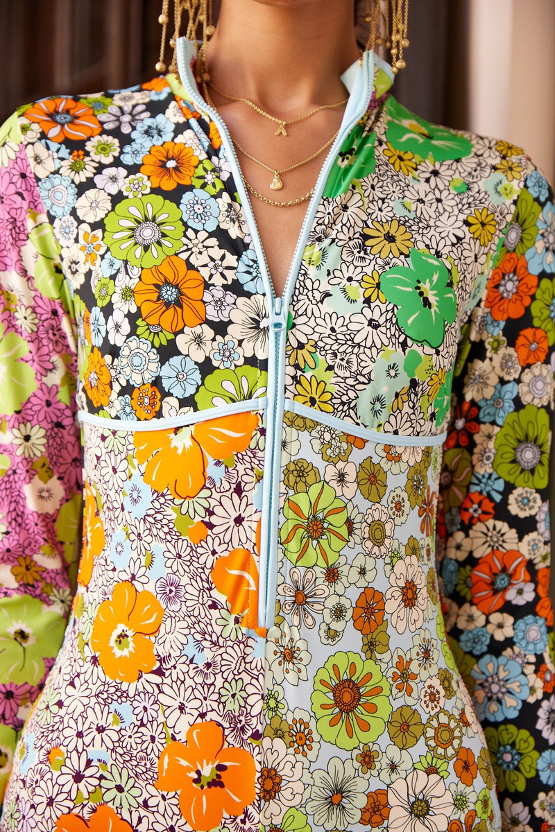 Orange Blossom Zip Front One Piece 5
