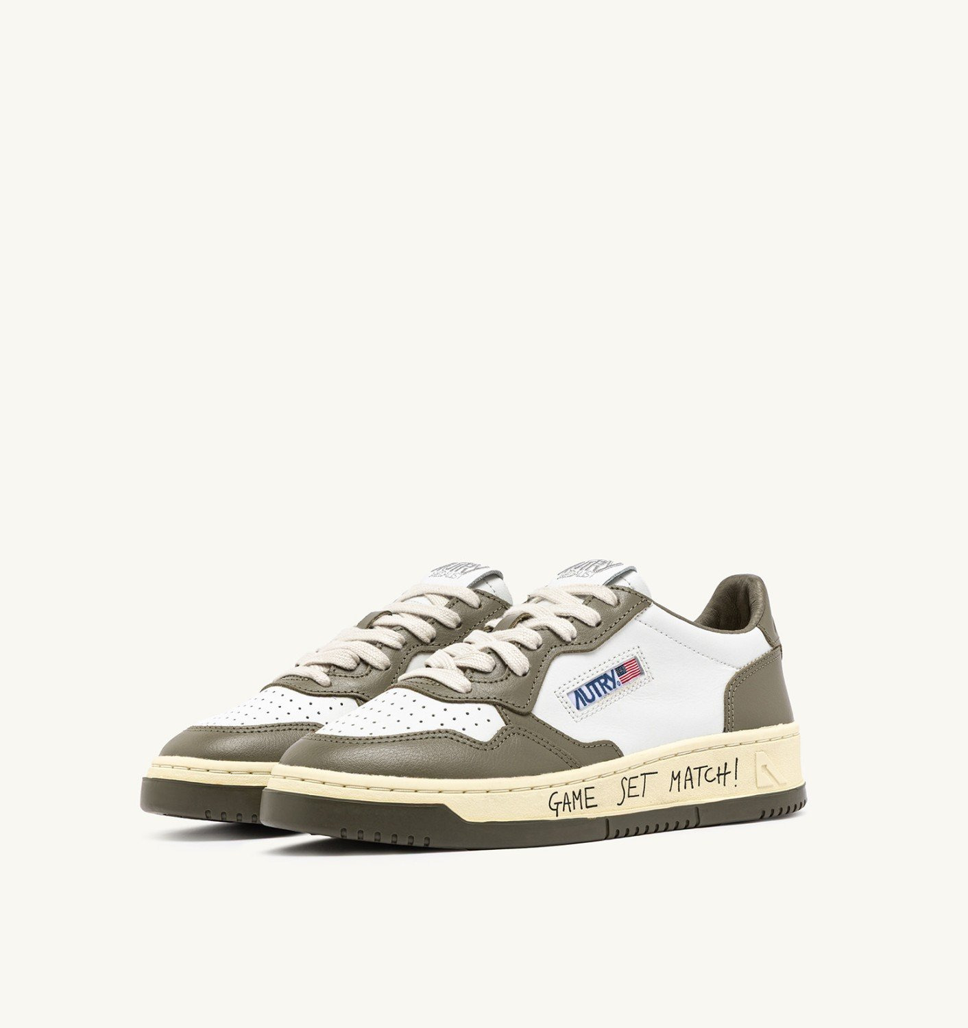 MEDALIST LOW SNEAKERS IN LEATHER COLOR WHITE AND COVERT GREEN WITH LETTERING - 2