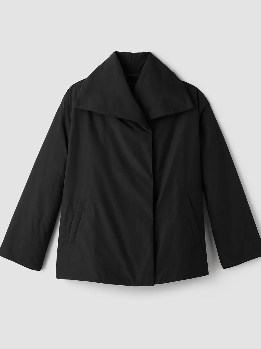 Light Cotton Nylon High Collar Padded Coat - 1