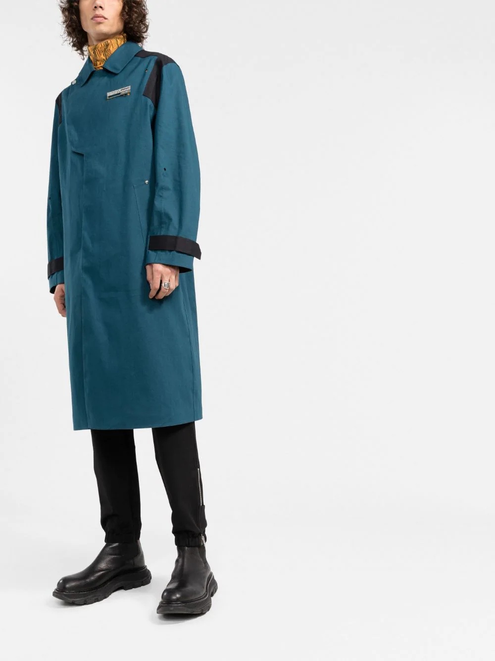 logo-badge longline trench coat - 2