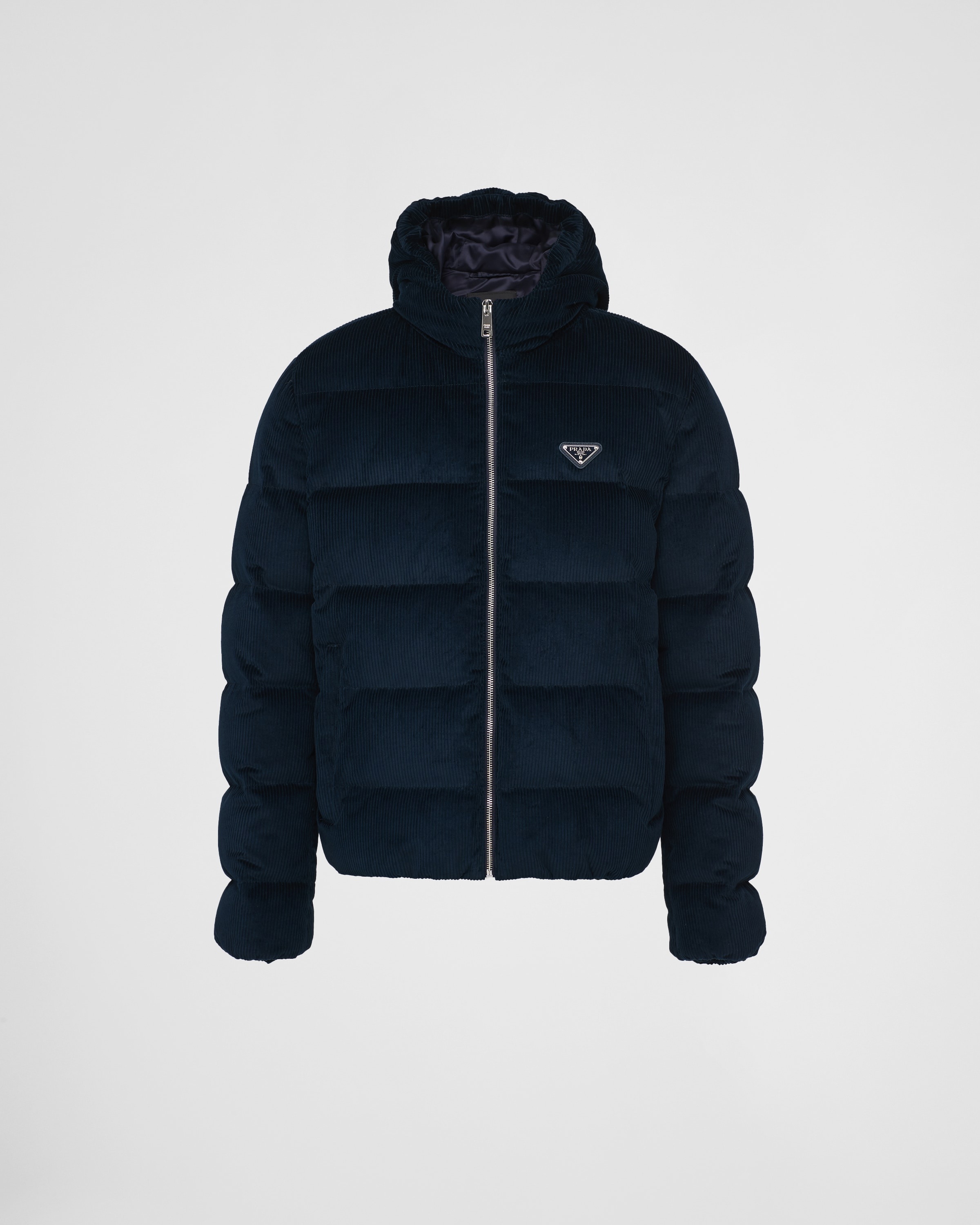 Cropped corduroy down jacket - 1