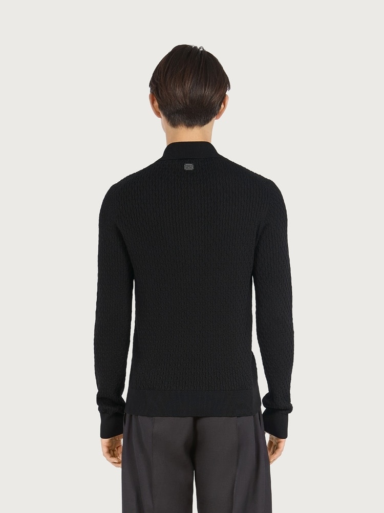 LONG SLEEVED JACQUARD POLO - 3