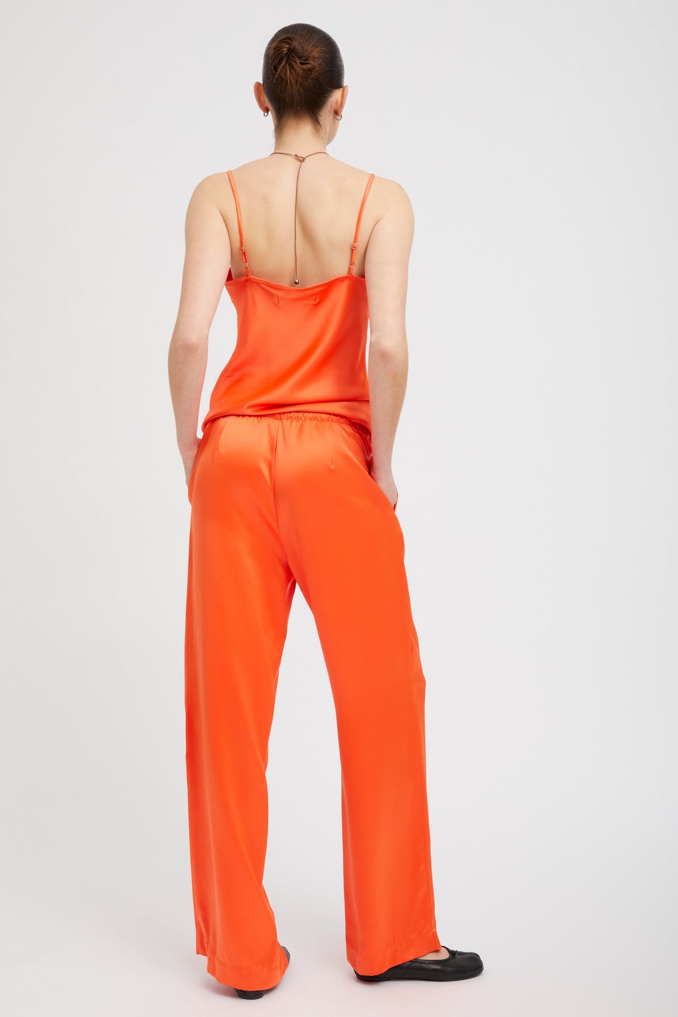ORANGE SILK SPAGHETTI STRAP CAMI - 5