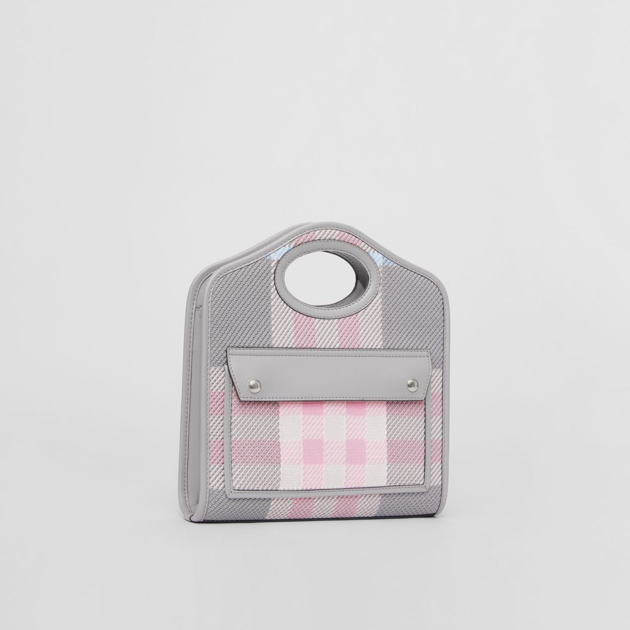 Mini Knitted Check and Leather Pocket Bag - 7