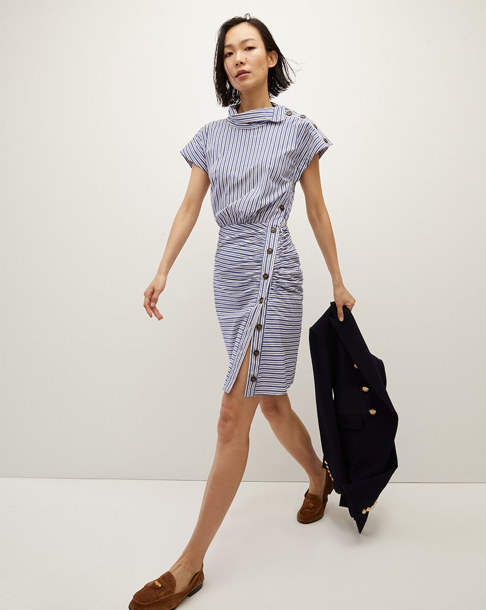 ARABEL STRIPED POPLIN ASYMMETRICAL DRESS - 3