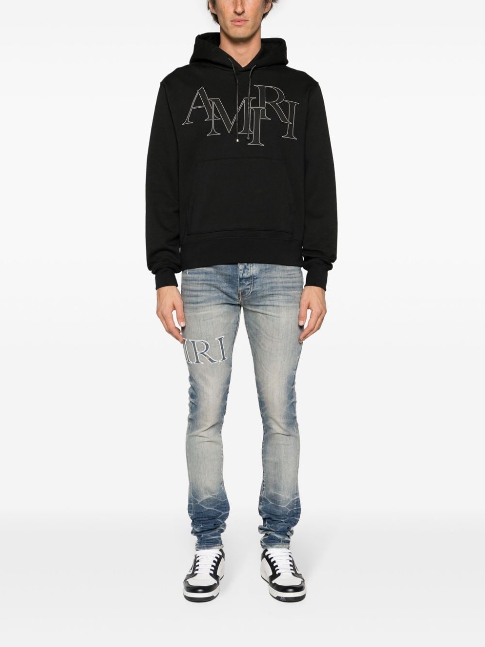 Staggered logo-patches hoodie - 2