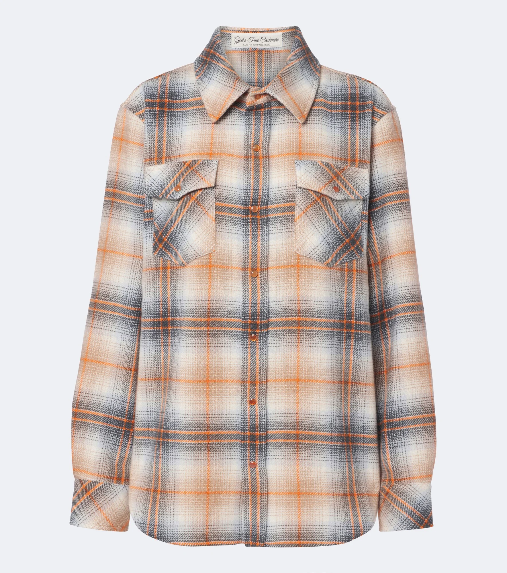 Ironwood plaid cashmere shirt with carnelians - 1