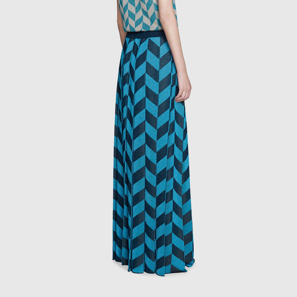 Lamé piquet pleated skirt - 4
