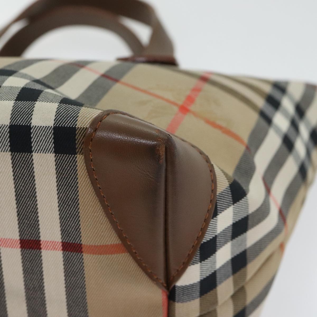 Burberry Nova Check Tote Bag Canvas Leather Beige Brown Gold - 15