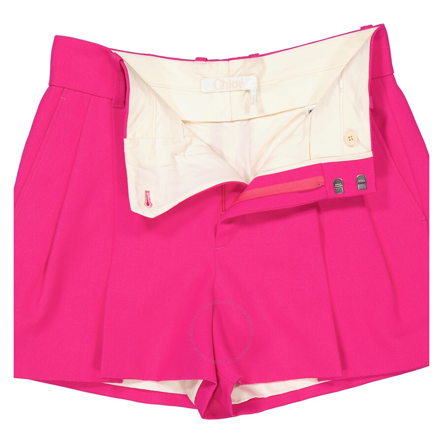 Chloe Ladies Juicy Pink Tailored Wool Shorts - 7