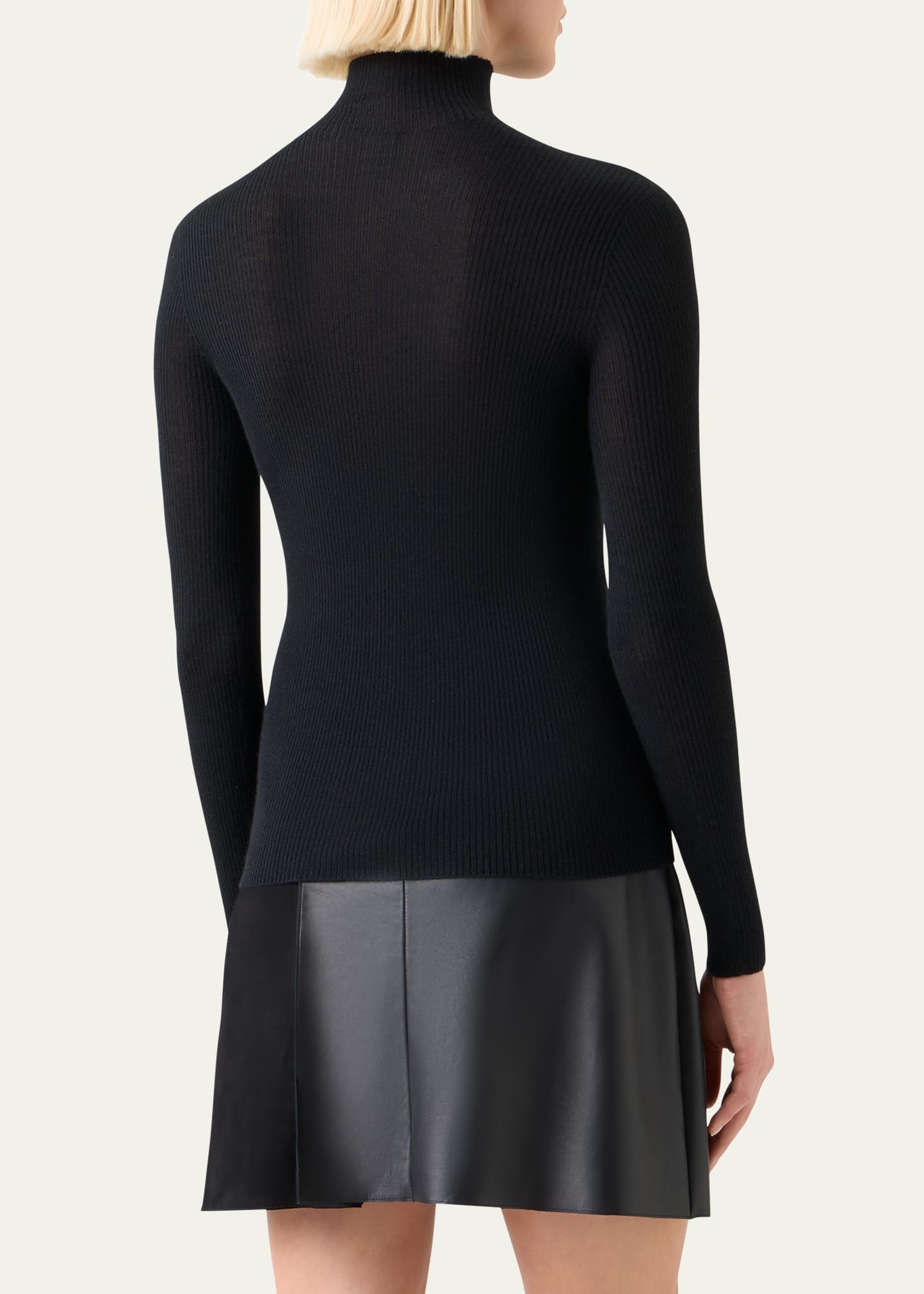 Cashmere-Silk Fine Ribbed Knit Pullover - 3