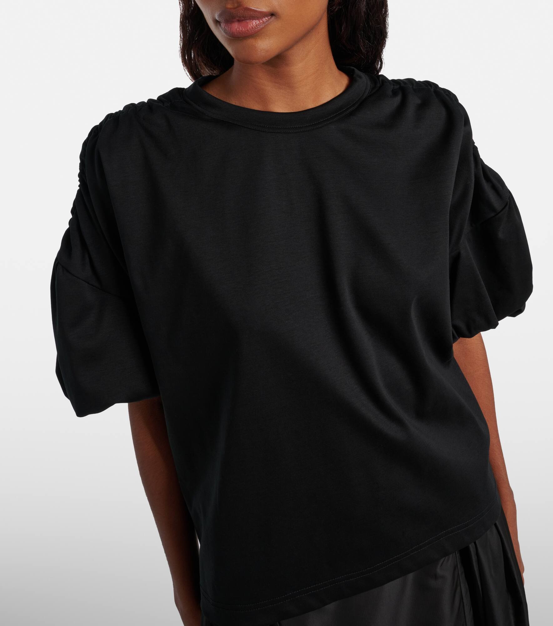 Gathered cotton jersey T-shirt - 4