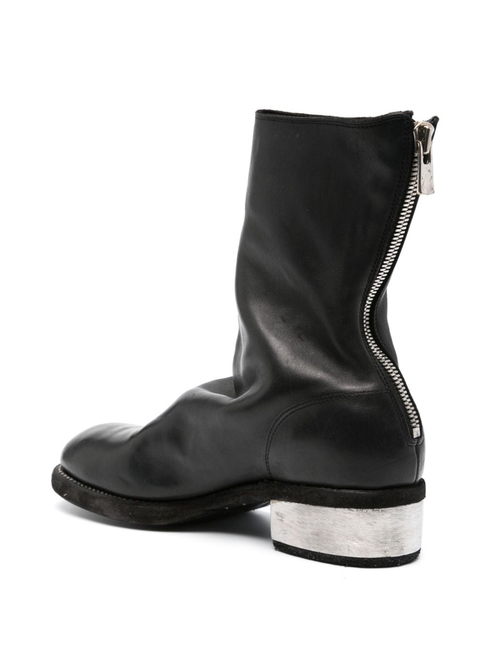round-toe leather boots - 3