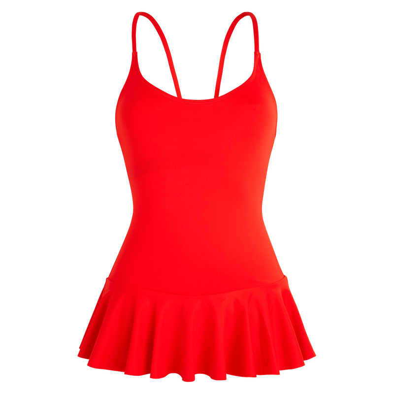 Women Skirt One-piece Swimsuit Solid 1