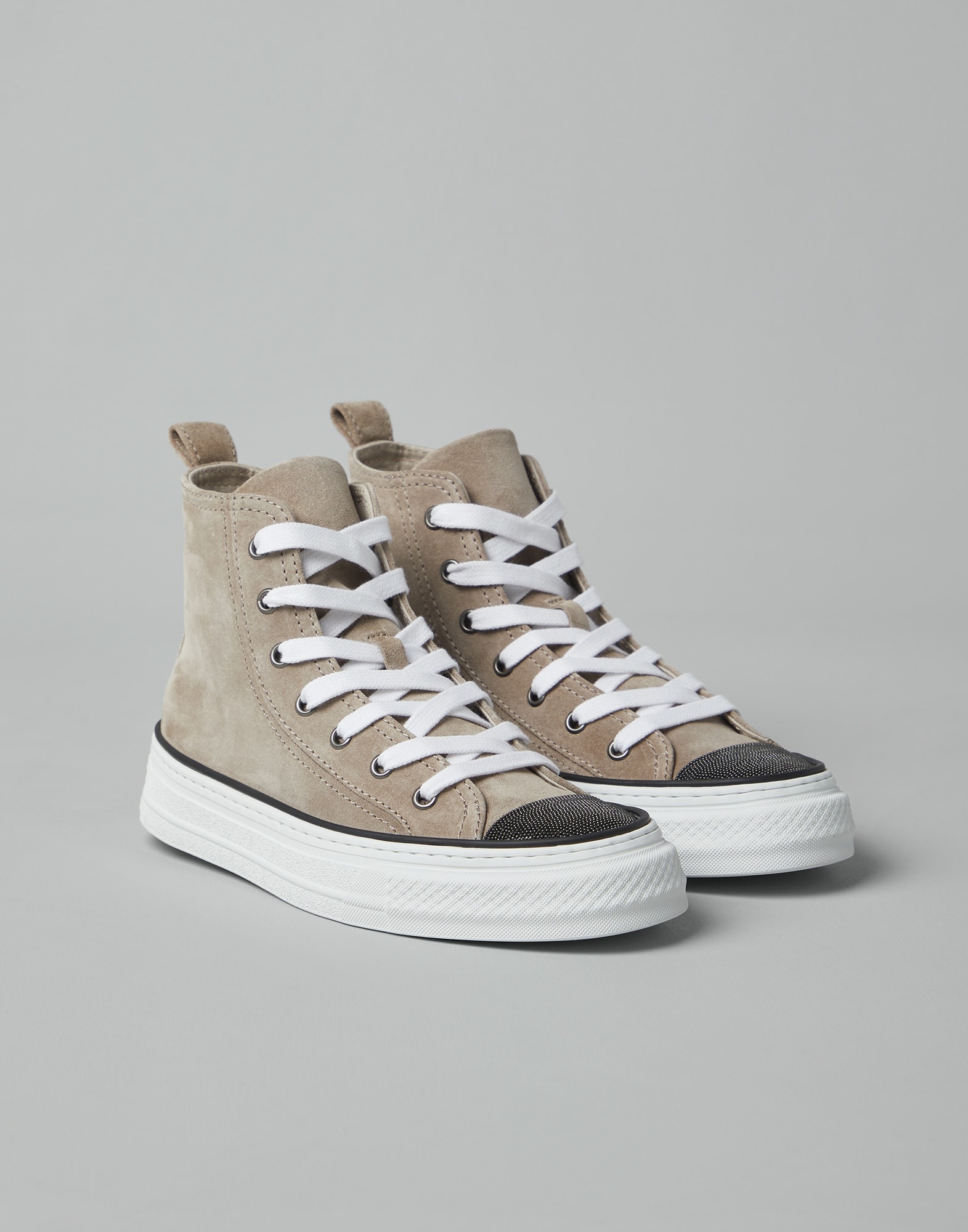 Suede high top sneakers with precious toe - 1