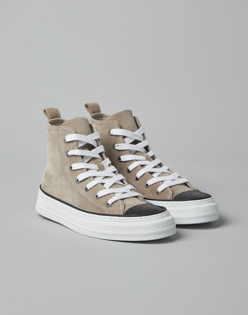 Suede high top sneakers with precious toe 1