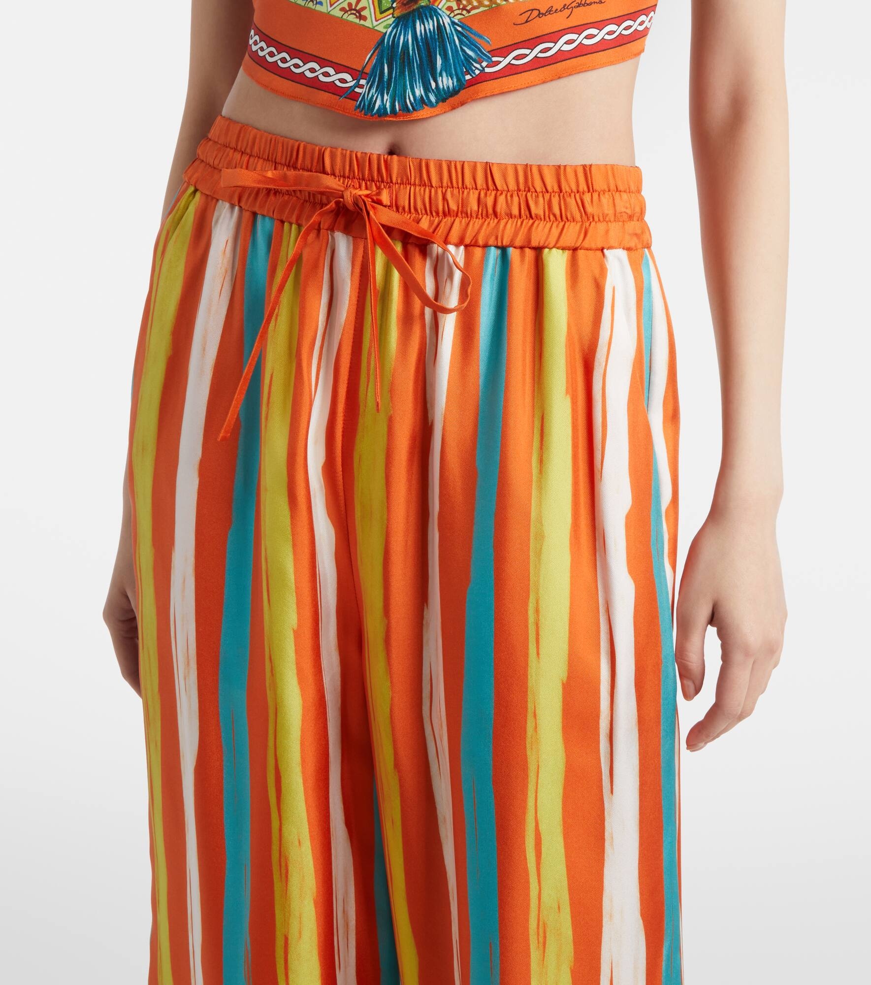 Striped silk palazzo pants - 4