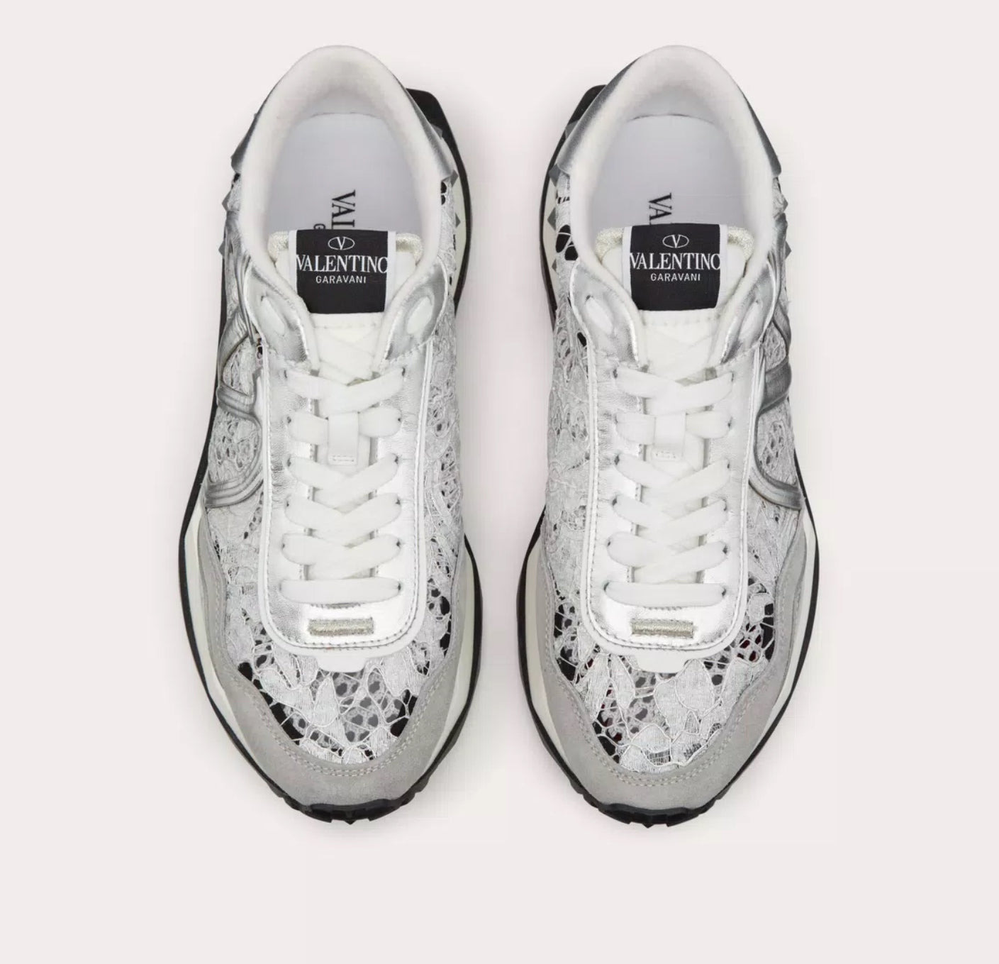 Valentino Lace And Mesh Lace Runner Sneakers - 3