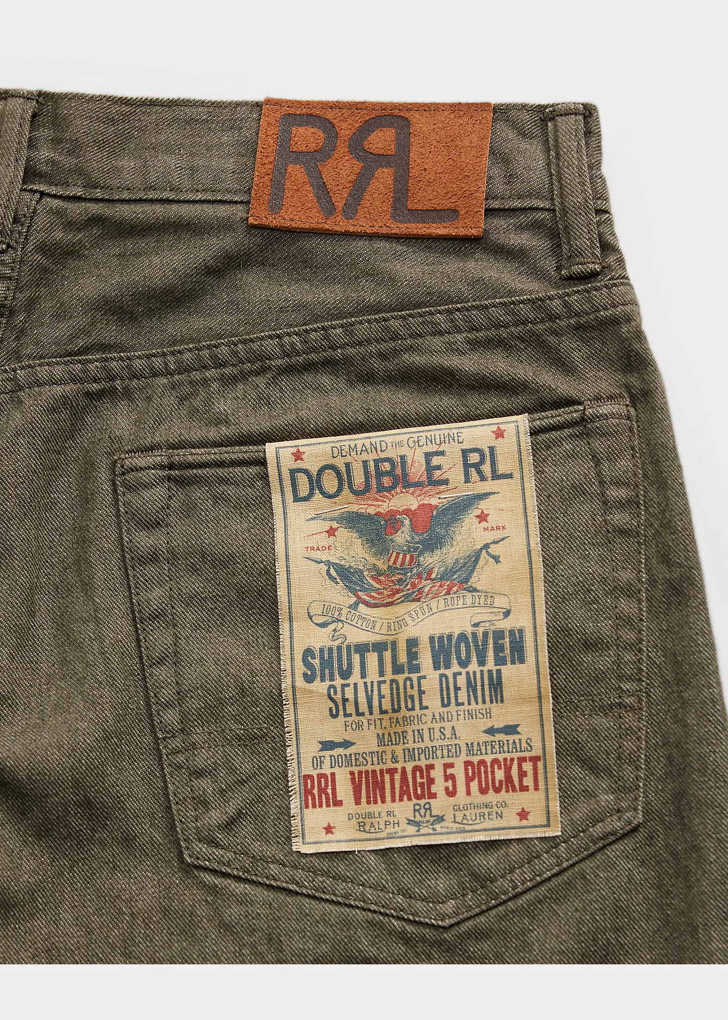 Vintage 5-Pocket Olive Selvedge Jean - 4