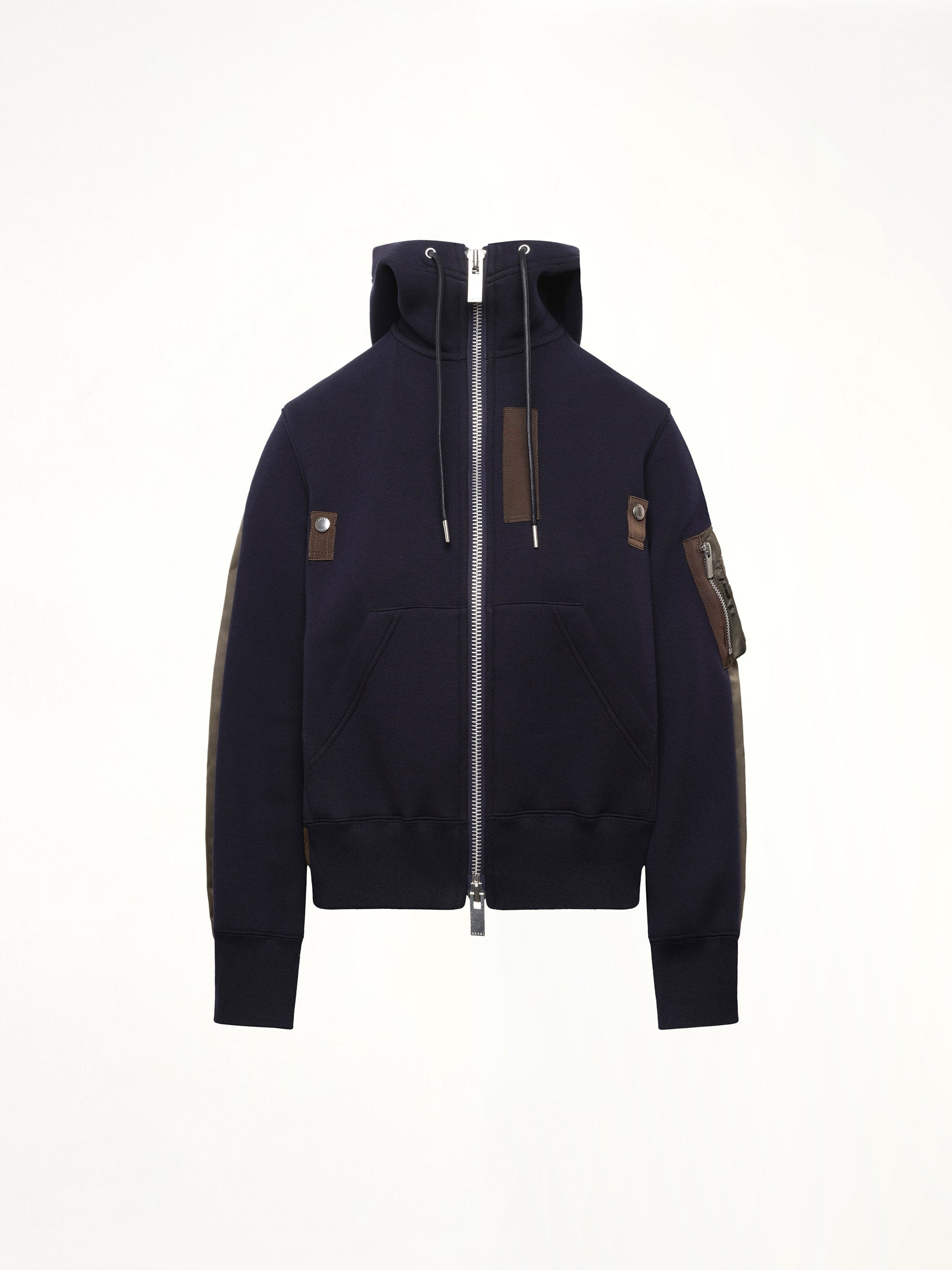 Sponge x Nylon Twill Hoodie in Navy/Dark Khaki - 2